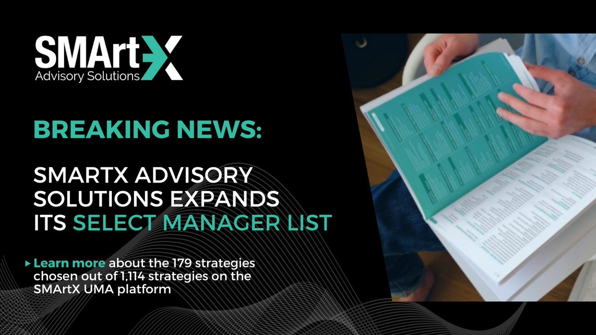 SMArtXAdvisory's tweet image. Announcing our updated Manager Select list, a subset of investment strategies currently on the SMArtX platform, identified through an extensive due diligence process headed by our Chief Investment Strategist.

Get the full story ➔ prn.to/3JEBykY 

#SMArtX #SelectList