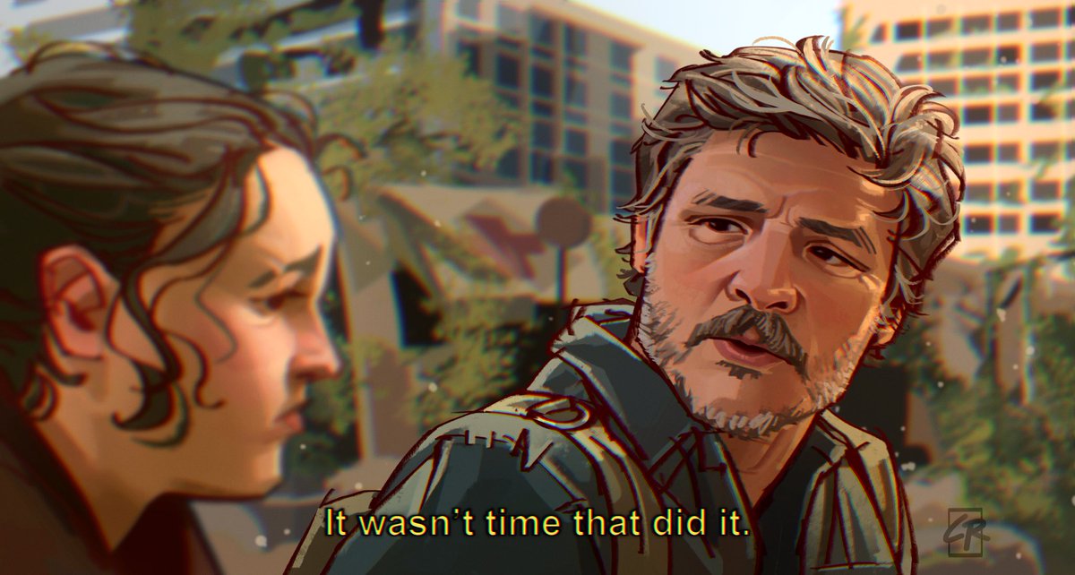 calrart's tweet image. I’ve been drawing my favourite scene from each episode of TLOU, here is the finale and all episodes put together #thelastofus #tlou