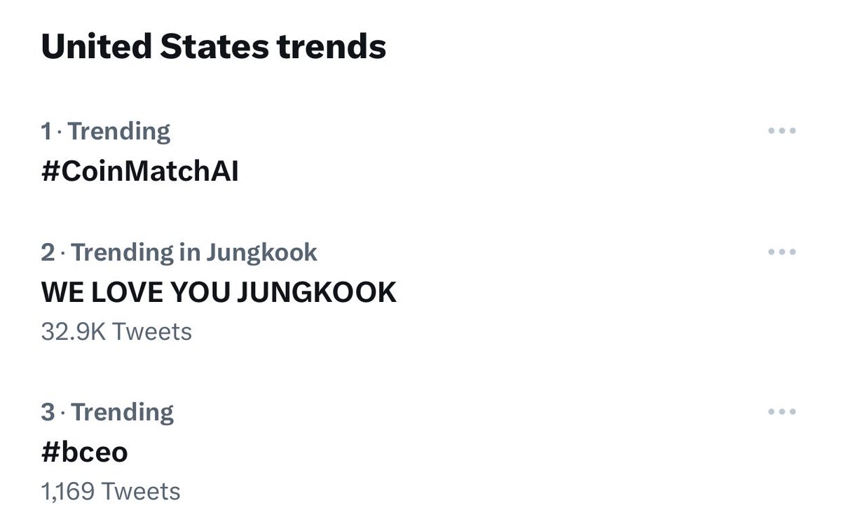 “WE LOVE YOU JUNGKOOK” is trending worldwide at #1 and in the United States at #2