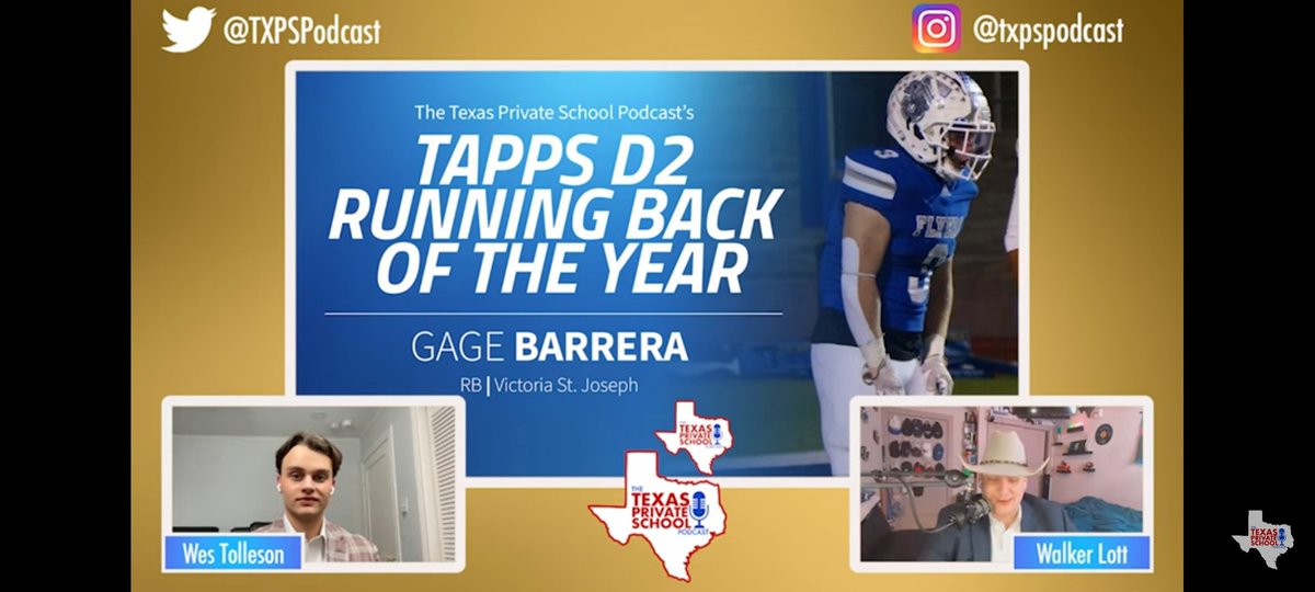 <a href="/gage_barrera3/">gage barrera</a> TX d2 private school running back of the year, 1st team All State, Built Ford Tough PoTW. 26Tds-2000yds in 8 1/2 gamessome of you college boys aren't doing your job <a href="/GJKinne/">GJ Kinne</a> @ASURamFootball <a href="/SFA_Football/">Lumberjack Football</a> <a href="/TXSTATEFOOTBALL/">Texas State Football</a> <a href="/SRSUFootball/">Sul Ross Football</a> <a href="/McMURRYFOOTBALL/">McMURRY FOOTBALL</a> <a href="/JavelinaFB/">TAMUK Javelina Football</a>