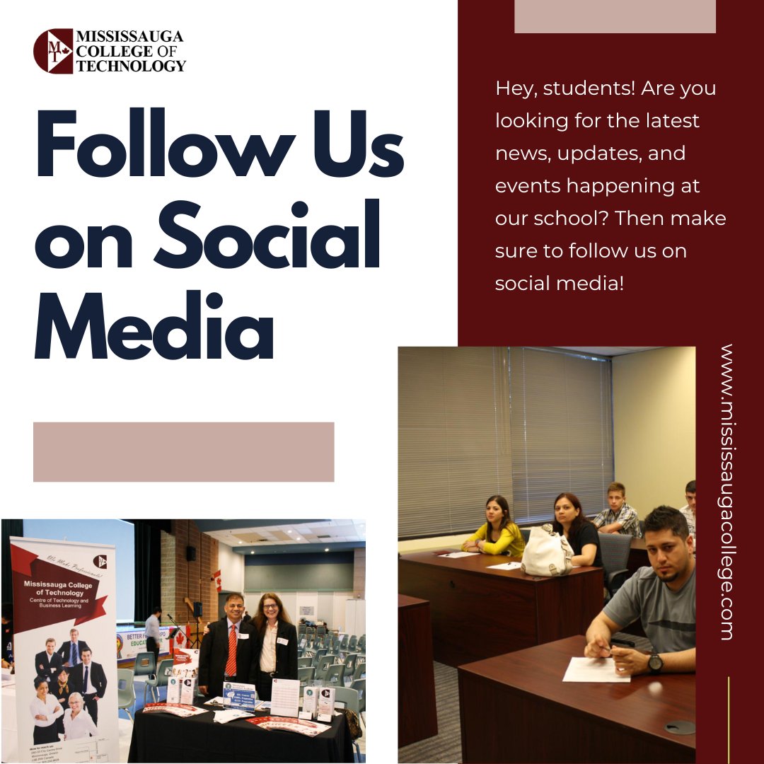 collegeMCT's tweet photo. Follow us on social media!
on Tweeter @collegeMCT
on Facebook @MCTcollege
on Instagram @mississaugecollege
on LinkedIn @MississaugaCollegeofTechnology
#socialmediamarketing #socialmedia #MCT #communication https://t.co/Q1va3CBzw5