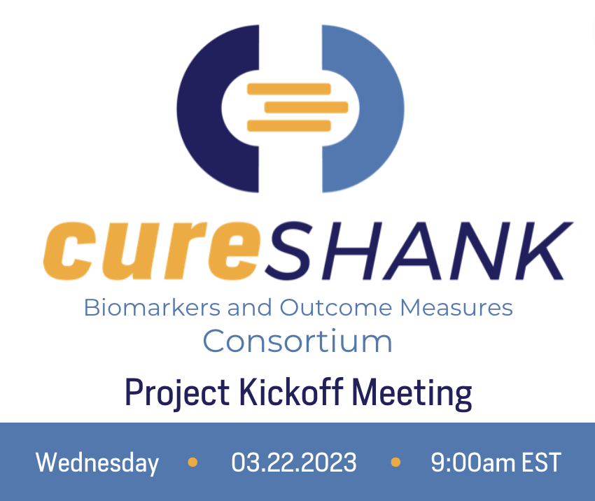 CureSHANK's tweet photo. The #CureSHANK Biomarkers and Outcome Measures Consortium holds a Kick Off Meeting next week to prioritize 2023 projects!
Companies interested in joining can contact Project Manager Trish Davidson at trish@cureshank.org.
#SHANK3 #PhelanMcDermidsyndrome #RareDisease https://t.co/uCdN9TBMvD