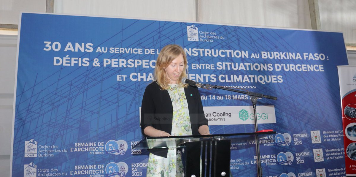 GggiBurkinafaso's tweet photo. The 6th edition of #BurkinaFaso #ArchitectWeek 2023 ! @gggi_hq Country rep @Ljalasjoki: "let's implement as much as possible an urbanism & a built environment adapted to temperature 📈". #CleanCoolingCollaborative the project Energy Efficiency & Cooling of Social Housing 🇧🇫 https://t.co/cfrvh0A6j9