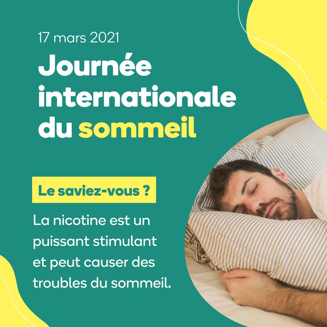 #JournéeInternationaleDuSommeil Est-ce que vous saviez que fumer pouvait impacter la qualité de votre sommeil ? 🛏

La nicotine est un puissant stimulant, impactant la durée et la qualité de votre sommeil et favorisant les réveils nocturnes.

#VieSansTabac #MoisSansTabac