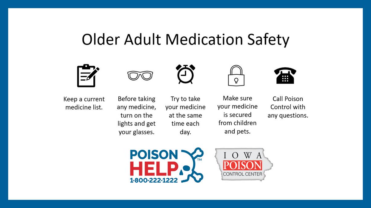 IAPoisonCenter's tweet photo. Keep your loved ones safe by following these medicine safety tips!💊
#poisonprevention #medicinetips #familysafety #seniorhealth https://t.co/QhBBey8475