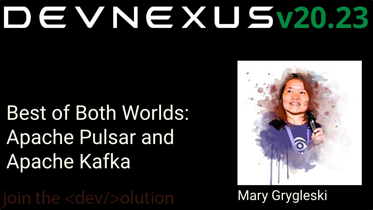 devnexus's tweet photo. Best of Both Worlds: Apache Pulsar and Apache Kafka
with @mgrygles
at @devnexus
April 4-6
Atlanta https://t.co/IQalKRvyJx