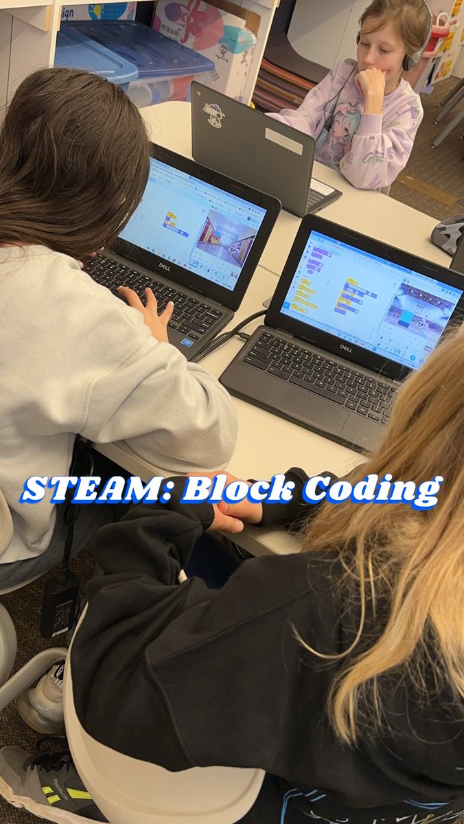 DYellenBHS's tweet photo. Harrison 4th graders create animated stories using block coding.  @HarrisonHawks90 #GumballsCodingAdventure #CartoonNetwork #CSFirst #STEAM https://t.co/4iDioBJ3yU