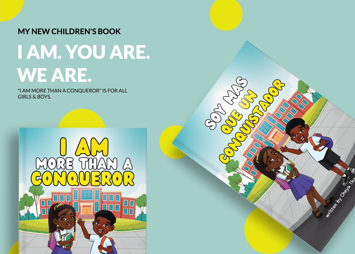 CheyaThousand's tweet photo. Are you looking for a children's book that can help your child overcome #fear and #anxiety? 

I am thrilled to share my new children’s book “I am More Than A Conqueror," a heartwarming &amp; inspiring story.

In English or Spanish!

https://t.co/I41rdnHmjm

#childrensbookauthor #sel https://t.co/4piJT6ofqS