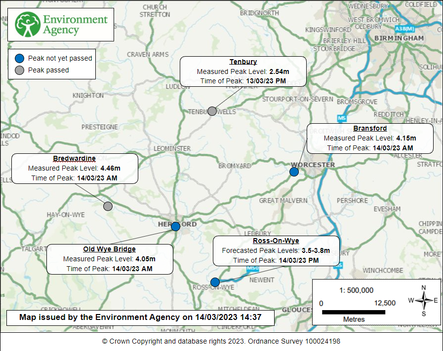 EnvAgencyMids's tweet photo. We're sharing the latest forecasted #RiverSevern and #RiverWye peaks to accompany our #flood warning service during high river levels this week.

❗️This is a guide as forecasts can change. 

For current river levels go to 👉 https://t.co/sBhoMg46cw

#PrepareActSurvive https://t.co/vBAtq2U33M