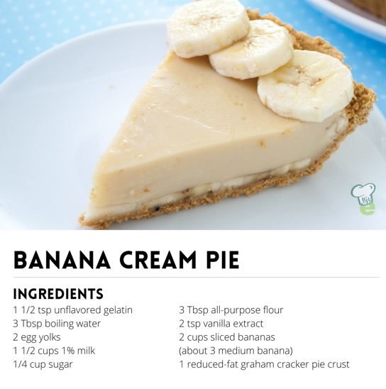 CookCtyHealth's tweet image. Celebrate Pi Day with this creamy recipe for banana cream pie. No one will guess it’s under 200 calories a slice! #piday #pierecipe