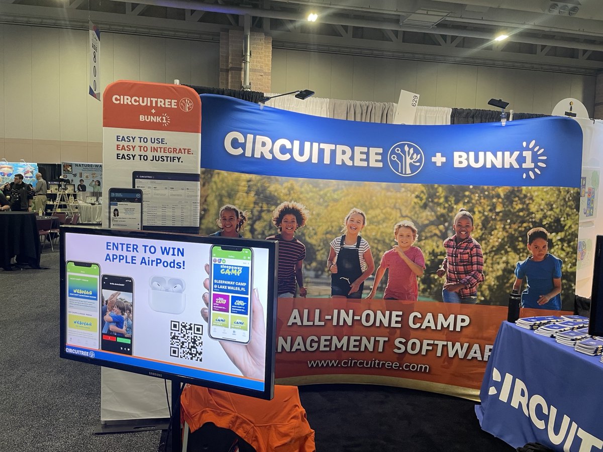 circuitree's tweet photo. The 2023 Tri-State CAMP Conference hosted by ACA NY &amp; NJ (@summercamp411) is officially underway!

**Sign up for a demo at Booth 629 while you're here and automatically enter to win Apple AirPods!

Learn more - https://t.co/HolfjaSqa8

#TSCamp2023 https://t.co/Rp8nypCNsb
