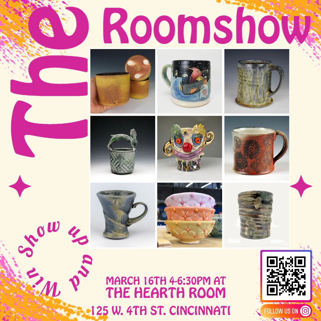 Kilnjoy's tweet photo. See you this Thursday at The Roomshow! Show up and win a piece from one of these great artists!

#theroomshow #nceca #nceca2023 #pottery #ceramics #kilnjoy #kilnit #showupandwin https://t.co/yc4yNbAbvU