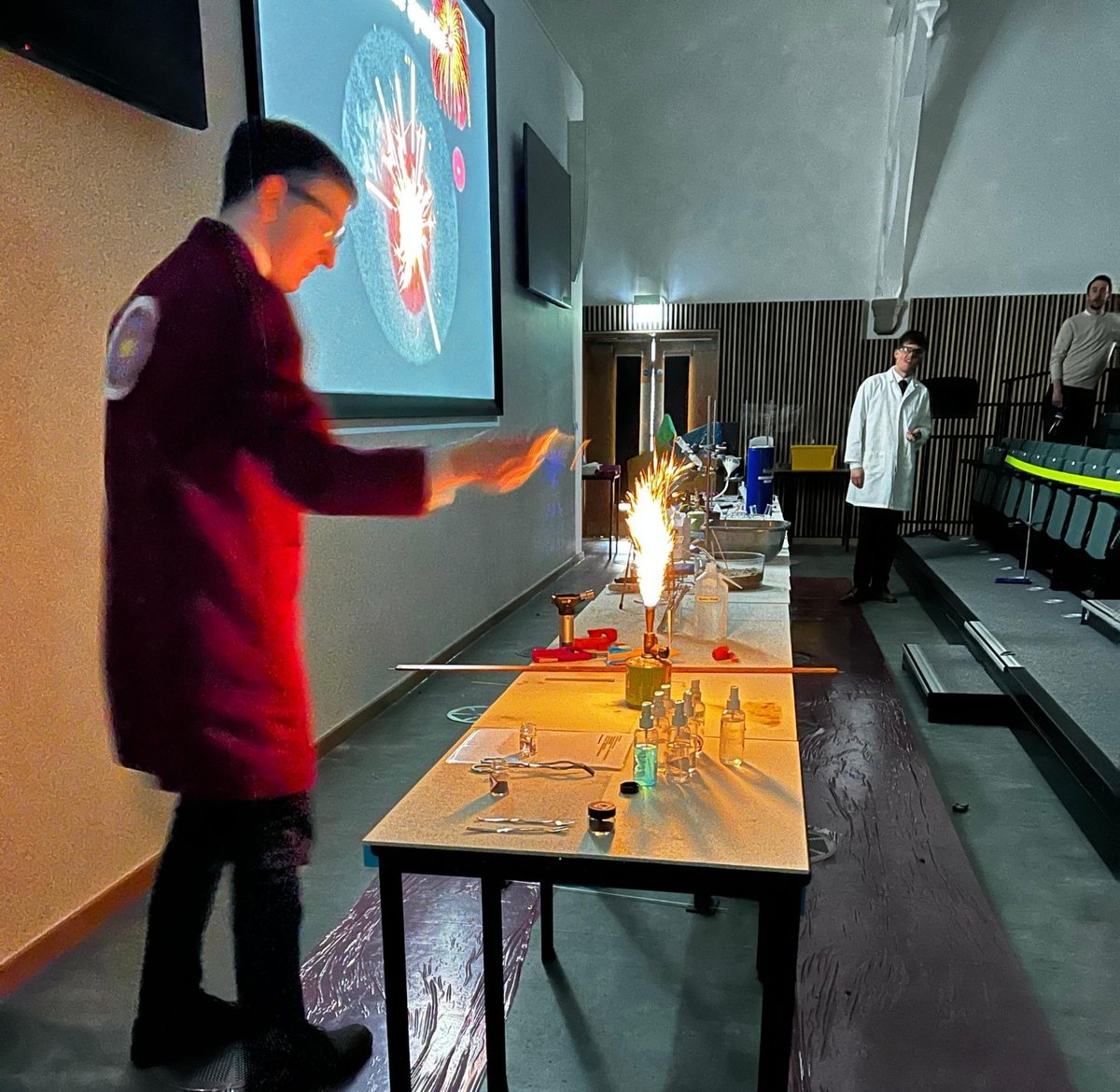 CharterhouseSch's tweet photo. 'The Science of Fireworks' lecture was a huge success yesterday with the 150 Year 7 pupils from one of our local partnership schools.  Today we are  live-streaming it to 80 pupils in Charterhouse Malaysia as part of our British Science Week programme.

#BritishScienceWeek https://t.co/W4OxF6gDQg