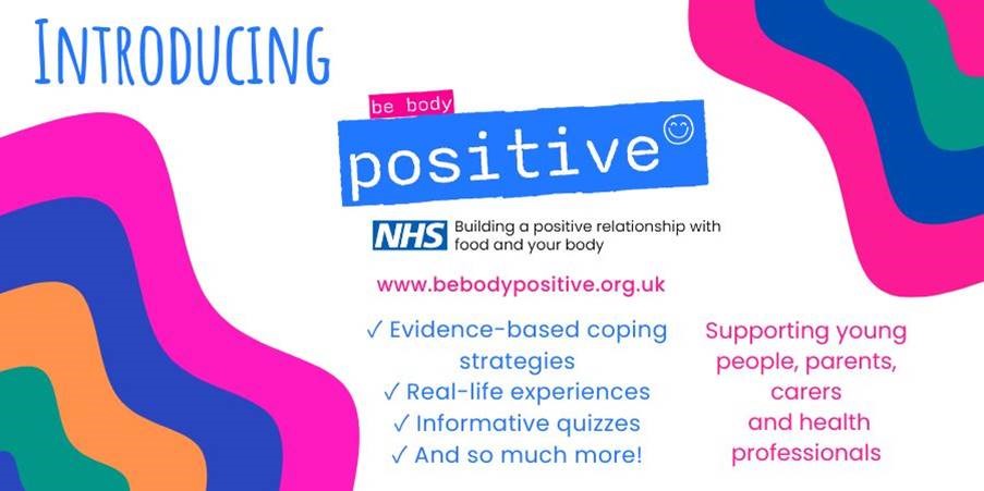 NELFT's tweet image. Uncover the path to a more positive relationship with food and your body with Be Body Positive! 

Designed for young people, parents/carers and health professionals, the website launched last week. 

Find out more here 👉 bebodypositive.org.uk and follow @BBP_NHS #EDAW2023
