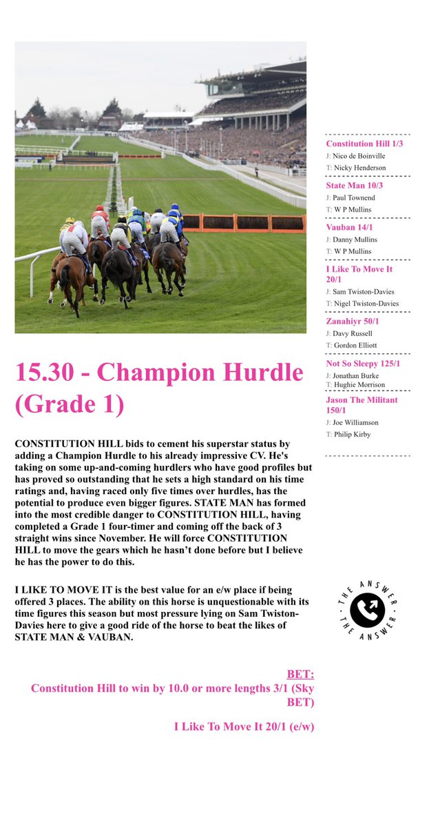 TheAnswerBets's tweet image. 15.30 Champion Hurdle