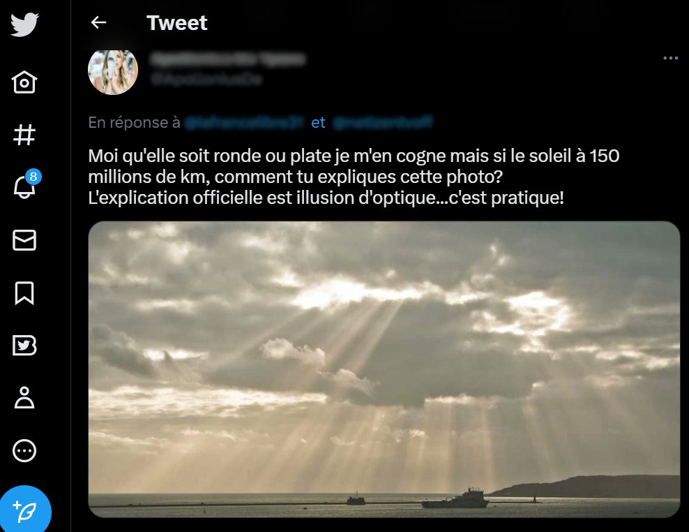 astropierre's tweet photo. Ca fait plusieurs fois que je vois passer ce genre de tweet, remettant en cause le fait que le Soleil soit très éloigné de la Terre en prenant comme "preuve" ce type de photos (très jolies d'ailleurs) de rayons du Soleil au travers de nuages.

Parlons-en un peu.

#Thread https://t.co/GZGwuSgf4H