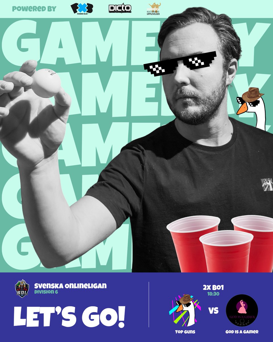Topgunsesport's tweet photo. New graphic, who dis?
Ikväll är det nytt dubbelmöte i @OnlineLigan och vi räknar med blöta bollar och fyra nya poäng 💦
#PassTheGoose #GooseGang https://t.co/MTBUCNK2QA