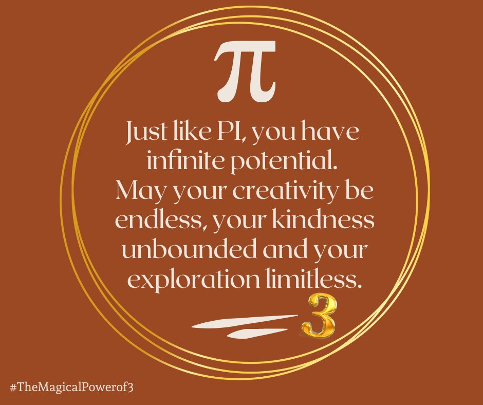 rainmakercb's tweet photo. In honor of "PI Day"... Eat a piece of your favorite pie 🥧 and join in to celebrate the magical power of 3 (and the .14) 
Thanks to Larry Shaw for creating this day of celebration! And, remember, YOU have infinite potential!!! #TheMagicalPowerof3 https://t.co/c4bYhxHePv