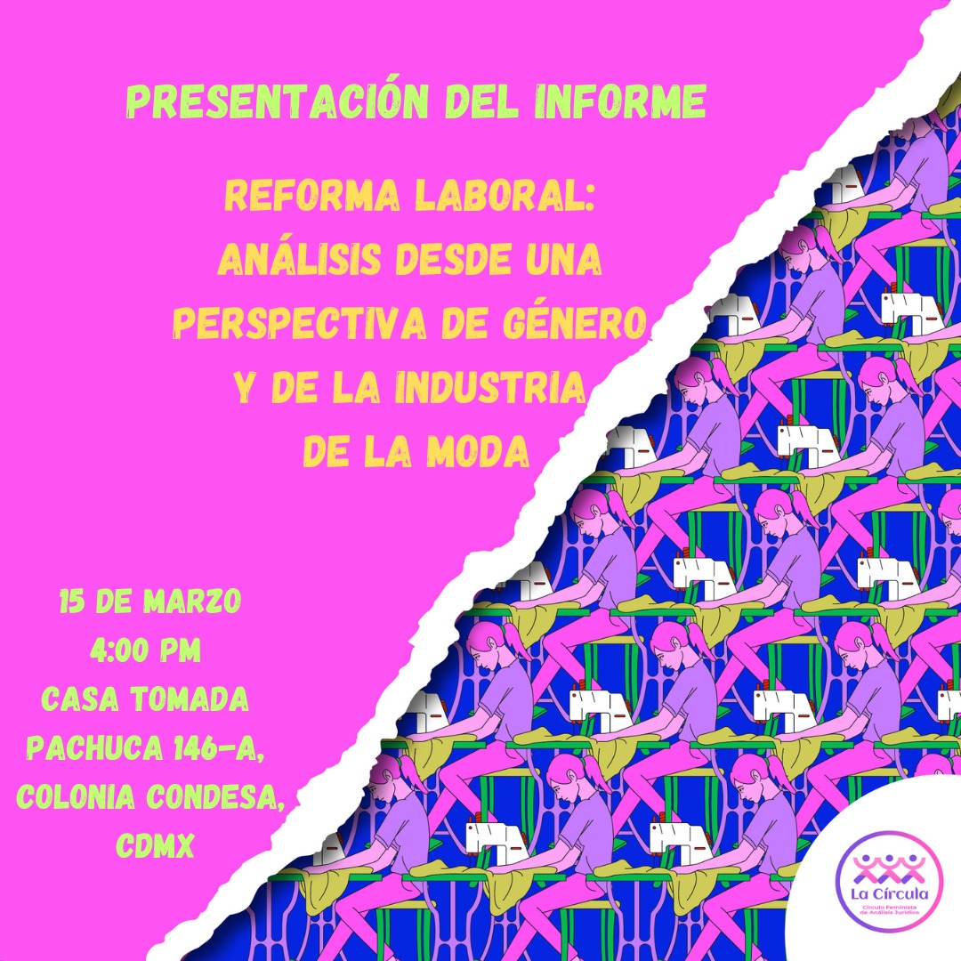 CirculoAnalisis's tweet photo. 📢Nos vemos mañana en la presentación de nuestro informe "Reforma Laboral: análisis desde una perspectiva de género y de la industria de la moda"
⌚ 4:00 PM
📍En @CasaTomadaMX
‼️No se requiere registro previo https://t.co/aH6G62C4ON