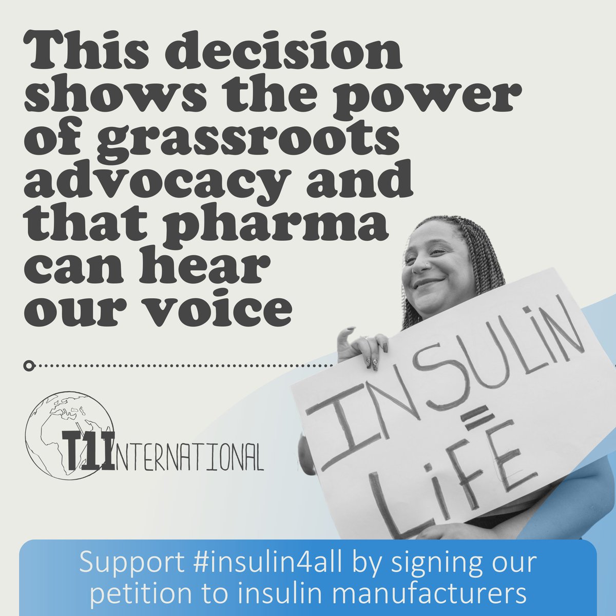 We will continue to advocate for all three insulin manufacturers - Eli Lilly, Novo Nordisk, and Sanofi - to lower the cost of ALL of their insulins to an affordable price, and to do so across the globe. Sign our petition online using the link: actionnetwork.org/petitions/t1i-…