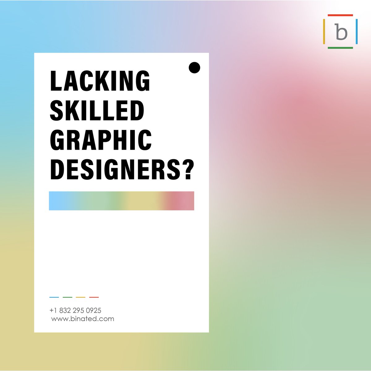 binatedinc's tweet photo. At Binated, it's all about productivity and efficiency. Your organization will alter in ways you never anticipated with our skilled Graphic Designers. 

 - sales@binated.com 

#prolink  #b2b #brand #design #graphicservices  #teamnames #wilcomwebapi #colorpicker #designestimator https://t.co/6MMjAKepHZ