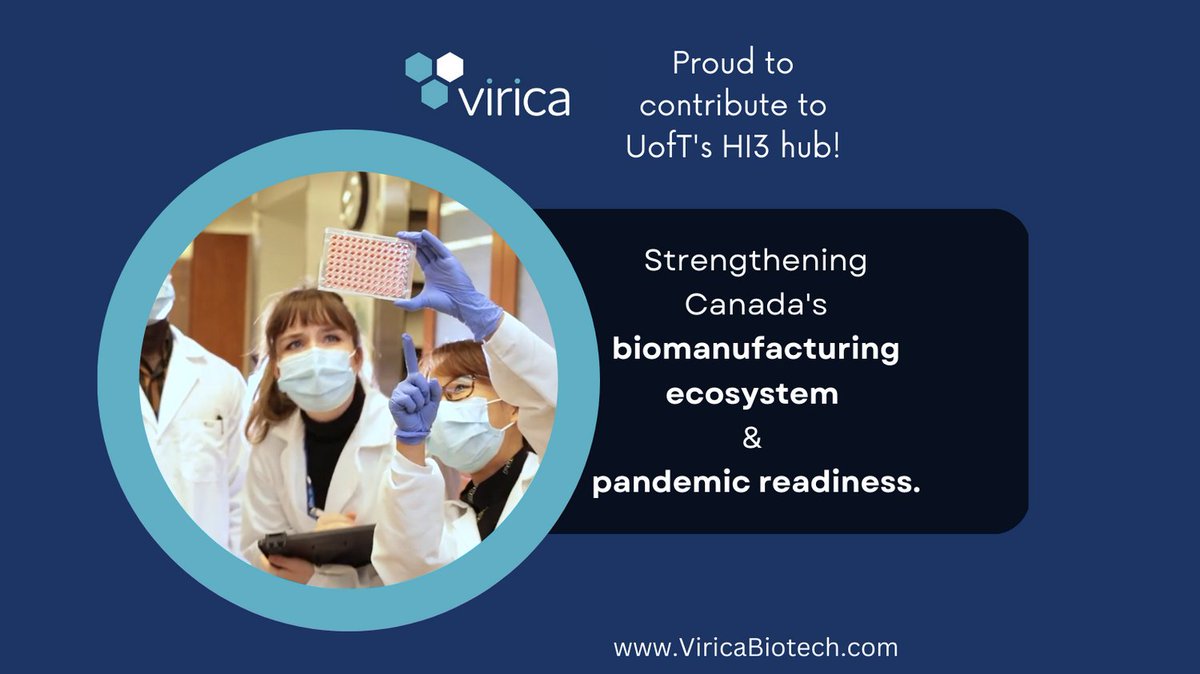 Official launch today @UofT of HI3 Hub. Virica is thrilled to be part of a new hub that will strengthen Canada’s biomanufacturing capabilities and national pandemic preparedness.
@UofTEPIC @JenGommerman @InnovationCA @TIPS_SPIIE #CBRFBRIF #CdnBiomanufacturing 
@vankayak