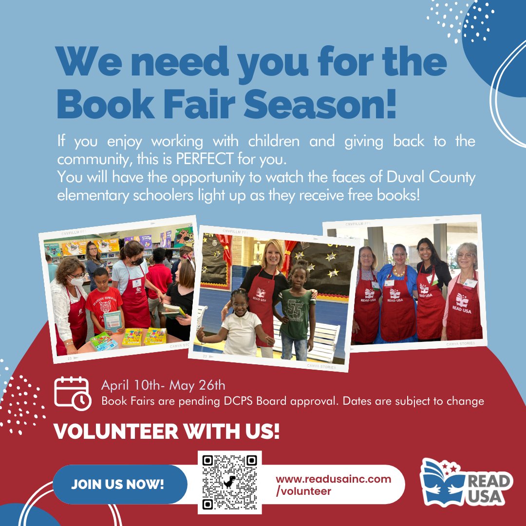 read_usa's tweet photo. Volunteers are involved in the hands-on process of helping students choose and take home their own books.

Watch the faces of Duval County elementary schoolers light up as they each receive two free books!

Visit https://t.co/13cy505GCu to join us! https://t.co/CimespoAPD