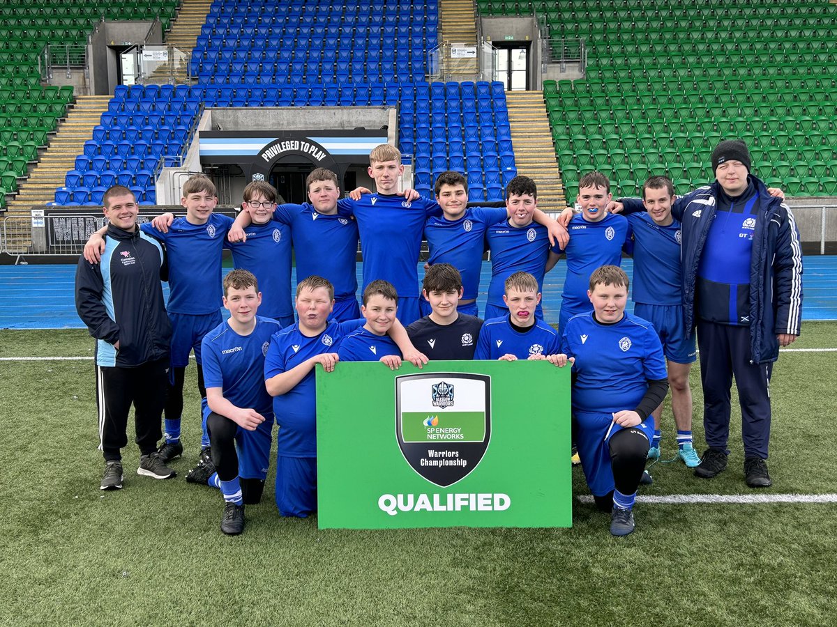 FHSPhysicalEd's tweet photo. Delighted to announce @FalkirkHigh were the WINNERS of today’s Qualifying round of the @GlasgowWarriors 🏉 Tournament at Scotstoun Stadium &amp; will return to compete in the semi finals in April! 

A huge well done to EVERY player today, a massive TEAM effort! 👏🏼👏🏼👏🏼 #weareFHS 🎉🤩 https://t.co/89Qb8lr0gB