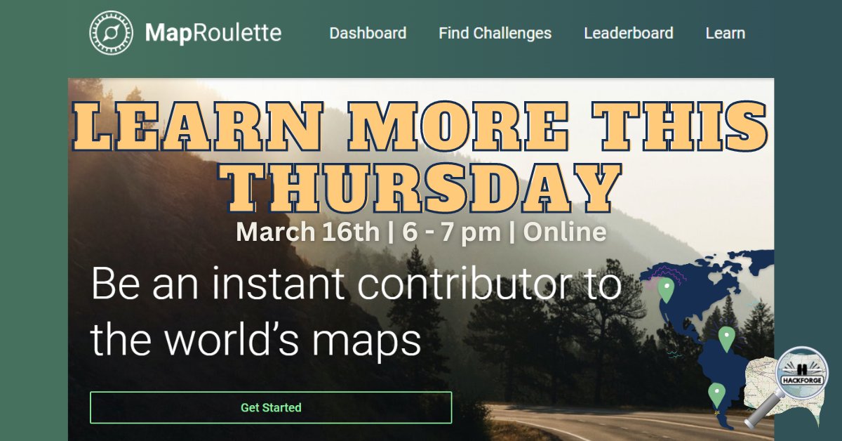 @maproulette is a great way to get started with #OSM, as well as providing a platform for groups like OSM #WindsorEssex to track and manage editing tasks

Be part of the convo on Thursday night, when we discuss how we can use it to improve local geodata
us02web.zoom.us/meeting/regist…