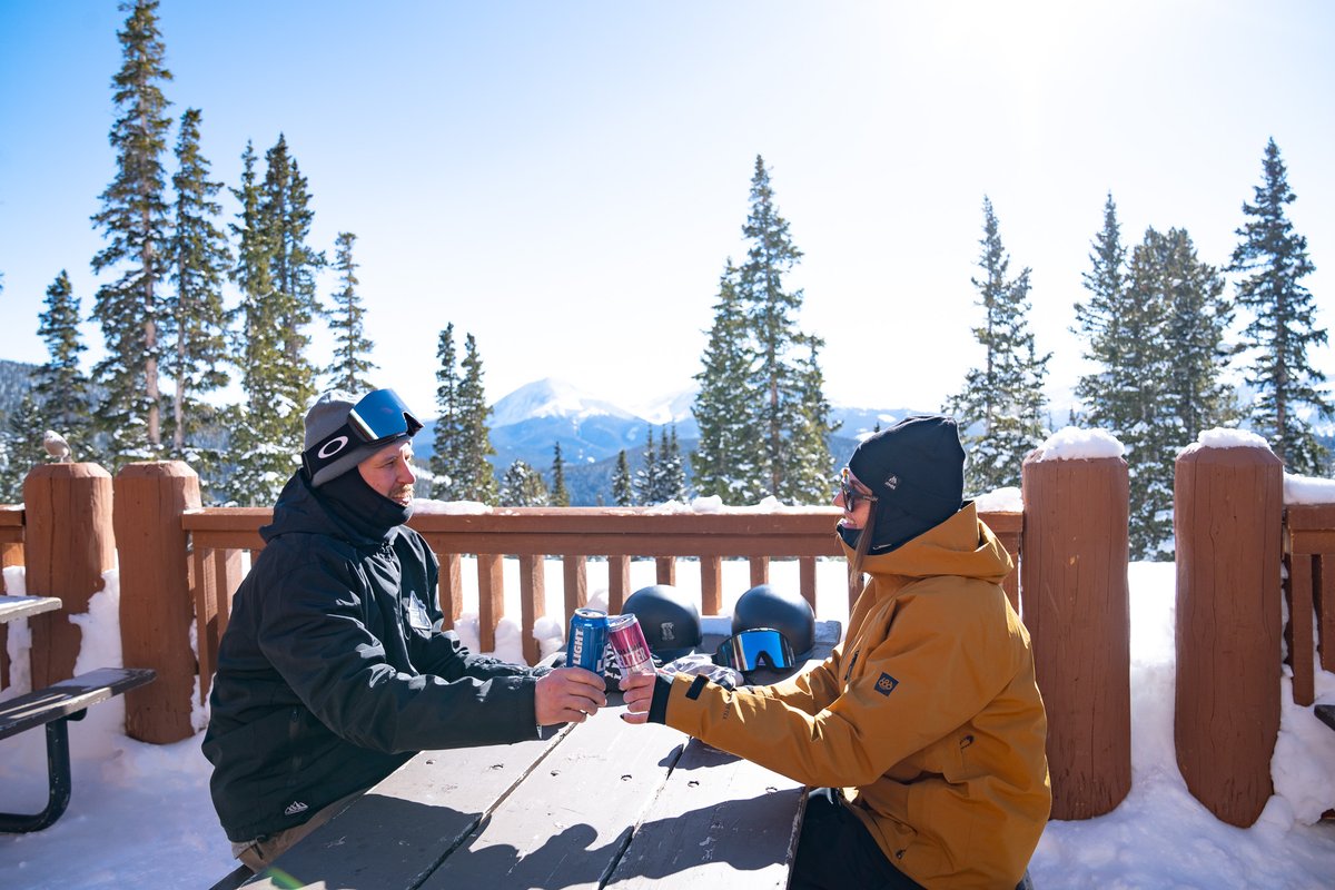 KeystoneMtn's tweet photo. After some tree runs in The Outback with friends, a kat shuttle up to Bergman Bowl, or maybe some fun in The Windows to test your advanced skills, there’s nothing better than stopping for a break on North Peak to enjoy the views and a @budlight. #keystonepartner https://t.co/gsjdU5kk21