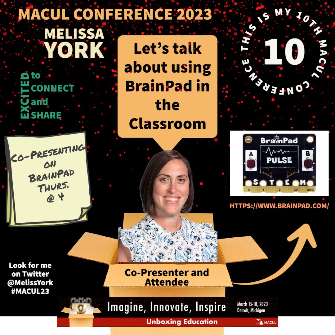 MelissYork's tweet photo. Looking forward to Co-Presenting @MACUL Thurs. @ 4 on BrainPad with @EdenKonja #macul23 https://t.co/qISHg4mJao