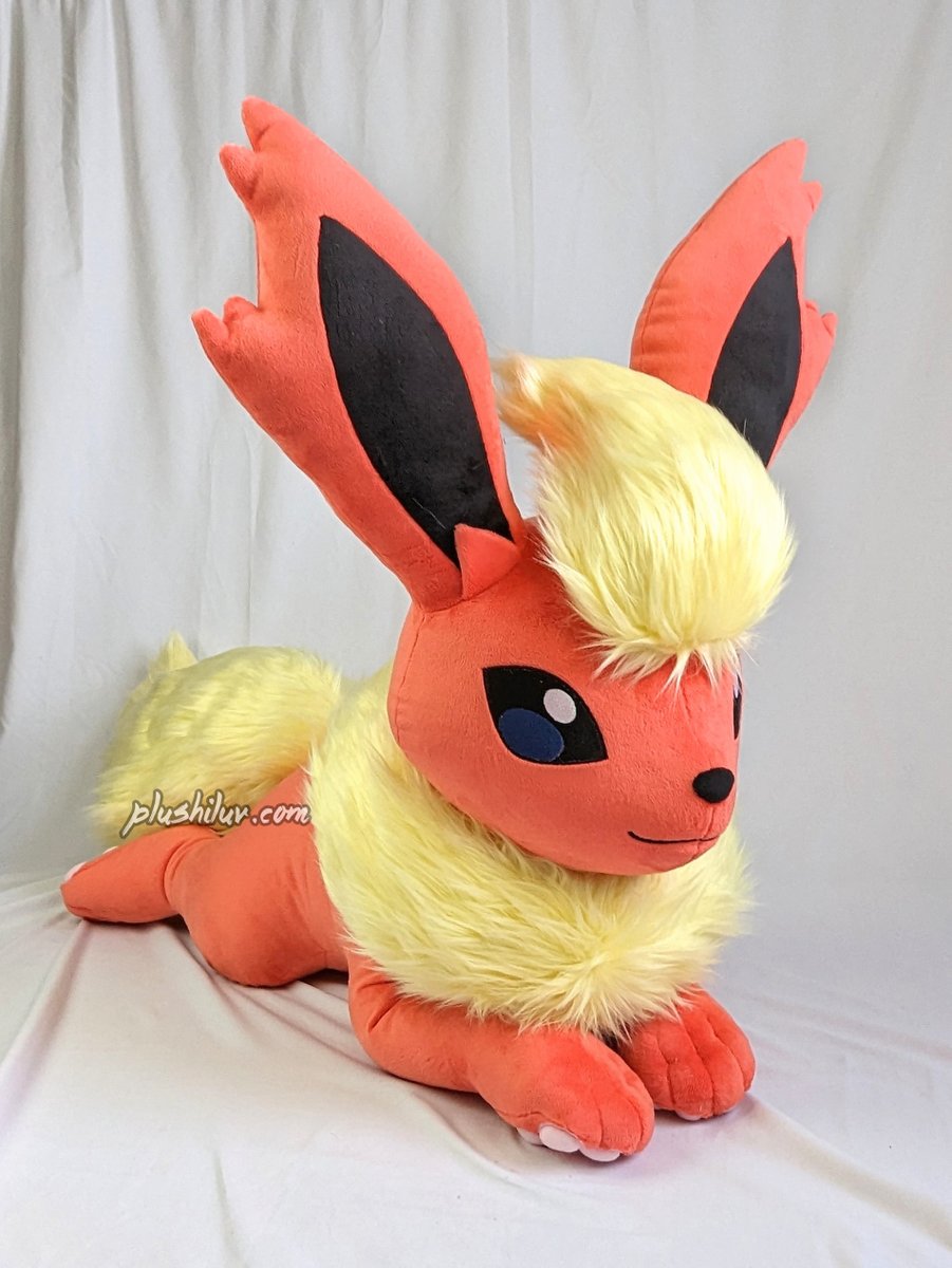 plushiluv's tweet photo. Which eeveelution is your fav? Mine is Flareon, and I'm so happy I got to make a life size one! https://t.co/iDiWSvHWdD