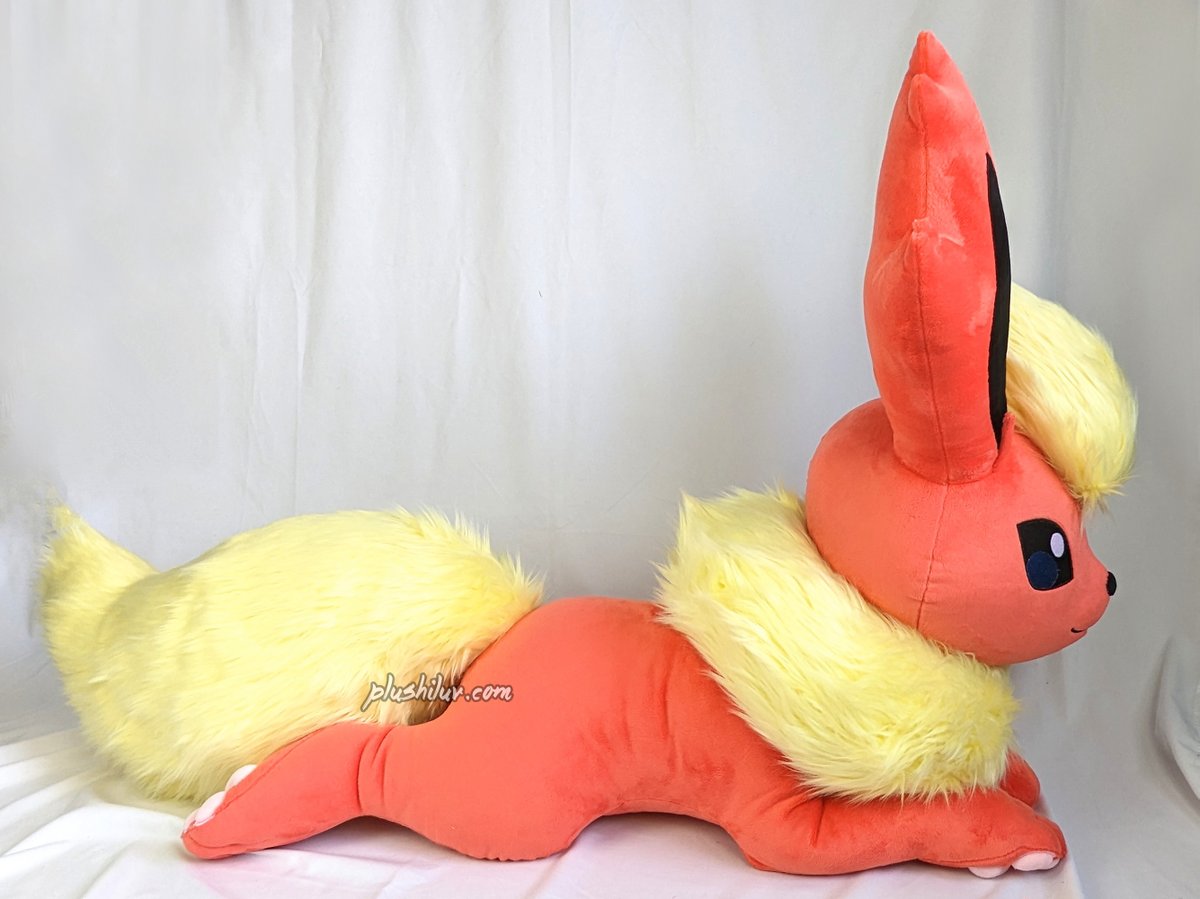 plushiluv's tweet photo. Which eeveelution is your fav? Mine is Flareon, and I'm so happy I got to make a life size one! https://t.co/iDiWSvHWdD