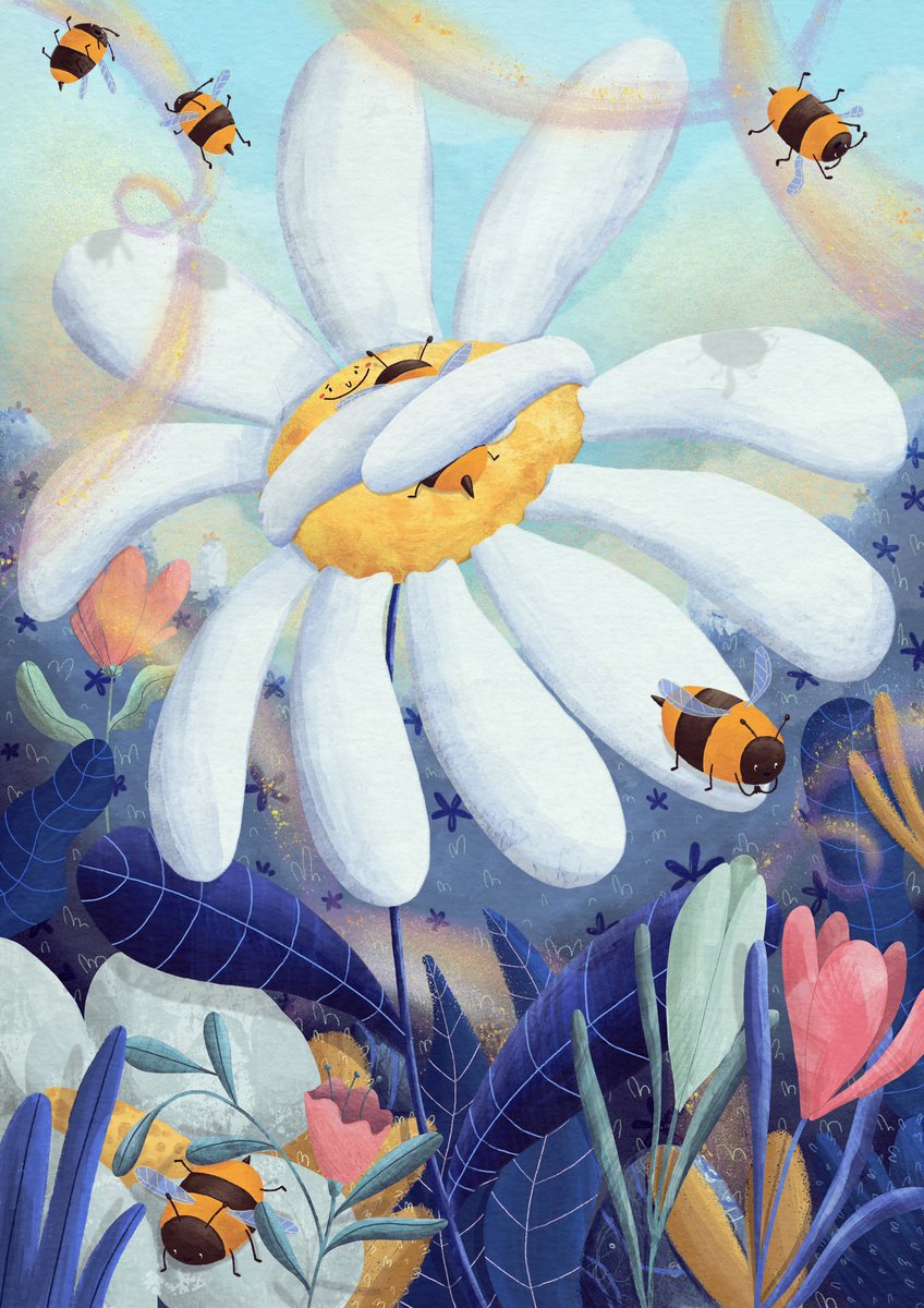 lilyevansillu's tweet photo. New piece about flowers and bees being the best of friends 🐝🌼

#illustration #kidlit #ChildrensBooks #kidlitart #nature https://t.co/8QK2XhSriK