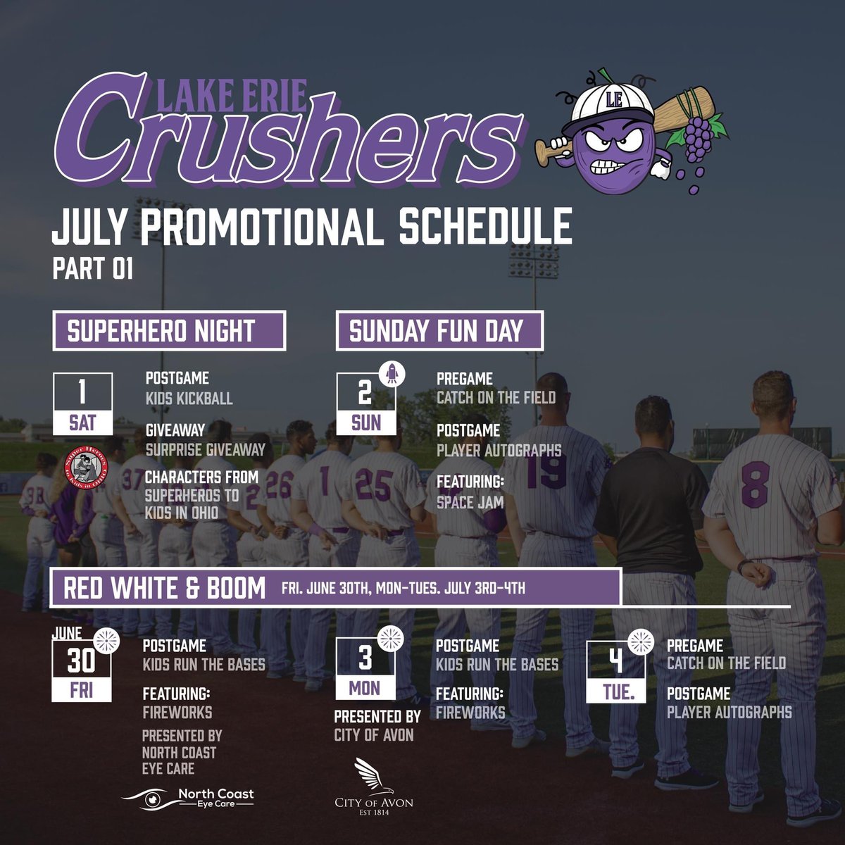 LECrushers's tweet photo. Lake Erie Crushers release 2023 Promotional Schedule! With 29 awesome Promos, there is a little something for everyone!
Individual tickets will be released tomorrow, March 15th, at 10 a.m.
For more information visit: https://t.co/eyQ6eWy08F
#LakeErieCrushers #15YearsofFun #OH https://t.co/Zs1y78hDaO