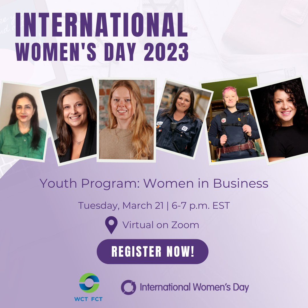 We’re back with another exciting International Women’s Day event on March 21! 🙌

Our next event is a virtual youth-focused panel discussion that will feature speakers from various industries within Waterloo Region.

Don’t miss out! Learn more here: bit.ly/3IxsWMp