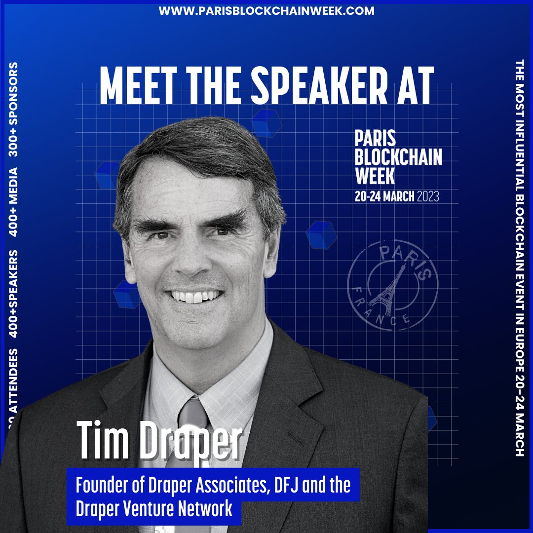 Paris Blockchain Week (@parisblockweek) on Twitter photo What if we told you that one of the foremost experts in the blockchain field, Tim Draper, will be speaking at #PBW2023?
That's right - we're thrilled to announce that <a href="/TimDraper/">Tim Draper</a>, Founder and Managing Partner at <a href="/drapervc/">Draper Associates</a>, <a href="/DFJvc/">dfj</a>, <a href="/DraperNetwork/">DraperVentureNetwork</a> and early bit.ly/PBW_ln What if we told you that one of the foremost experts in the blockchain field, Tim Draper, will be speaking at #PBW2023?
That's right - we're thrilled to announce that <a href="/TimDraper/">Tim Draper</a>, Founder and Managing Partner at <a href="/drapervc/">Draper Associates</a>, <a href="/DFJvc/">dfj</a>, <a href="/DraperNetwork/">DraperVentureNetwork</a> and early bit.ly/PBW_ln