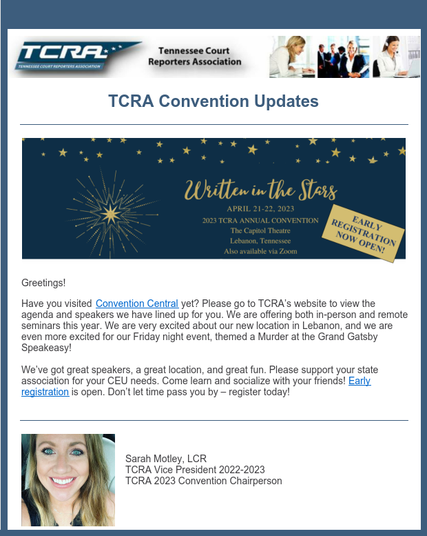 Visit Convention Central for all details and early registration:
tinyurl.com/3pvf7jzh