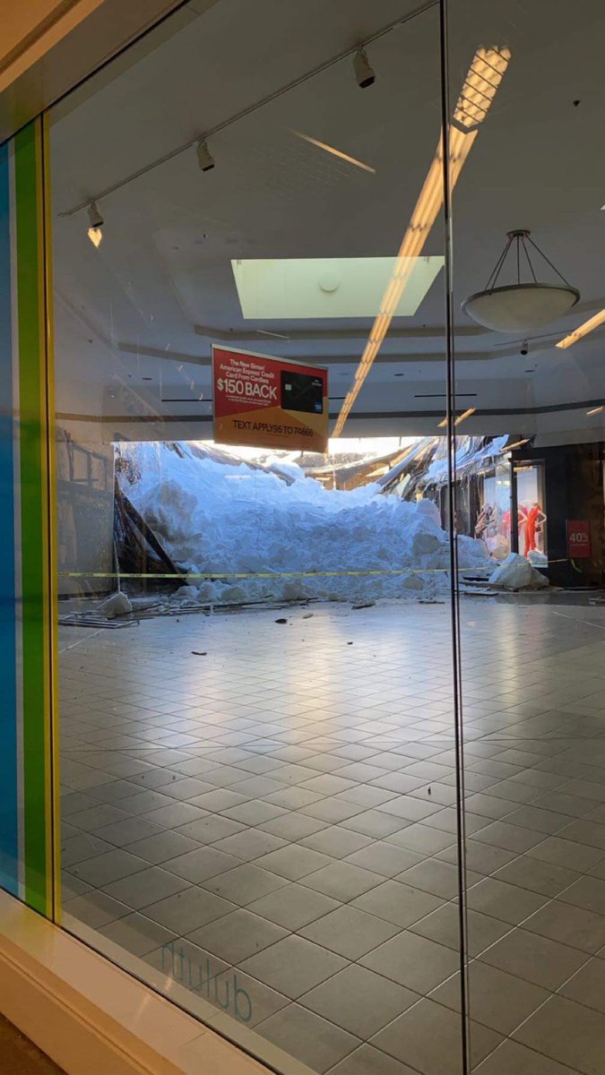 DanHanger's tweet photo. Duluth Fire Department on scene of roof collapse at Miller Hill Mall. At approximately 9:00 AM this morning, a roof collapse was reported on the site of the Applebees Restaurant. No injuries have initially been reported. https://t.co/bGrzkwVnVg