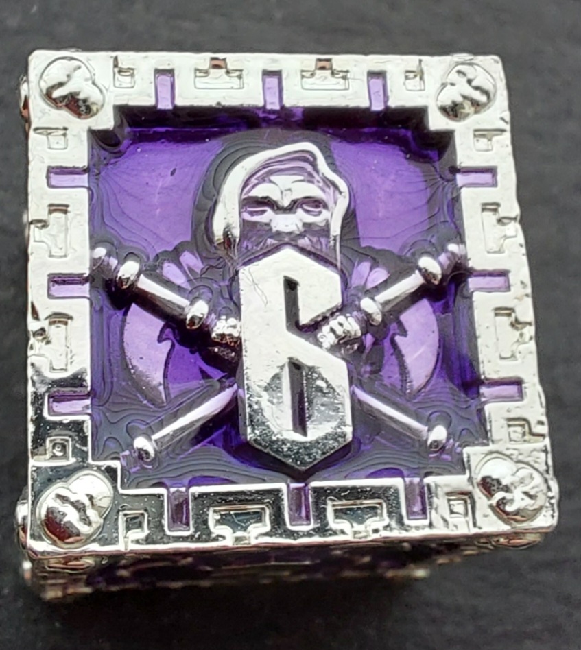 BourneRpg's tweet photo. This metal dice set weighs in at 120g and is inlaid with purple resin. The Grim Reaper watches over the numbers.

These dice are available to purchase from https://t.co/n26rCgDChF.

#DnD  #Dice #Pathfinder2e #smallbusinesses #ttrpgfamily #dungeonsanddragons #DungeonMaster https://t.co/mjkXkWKmYk