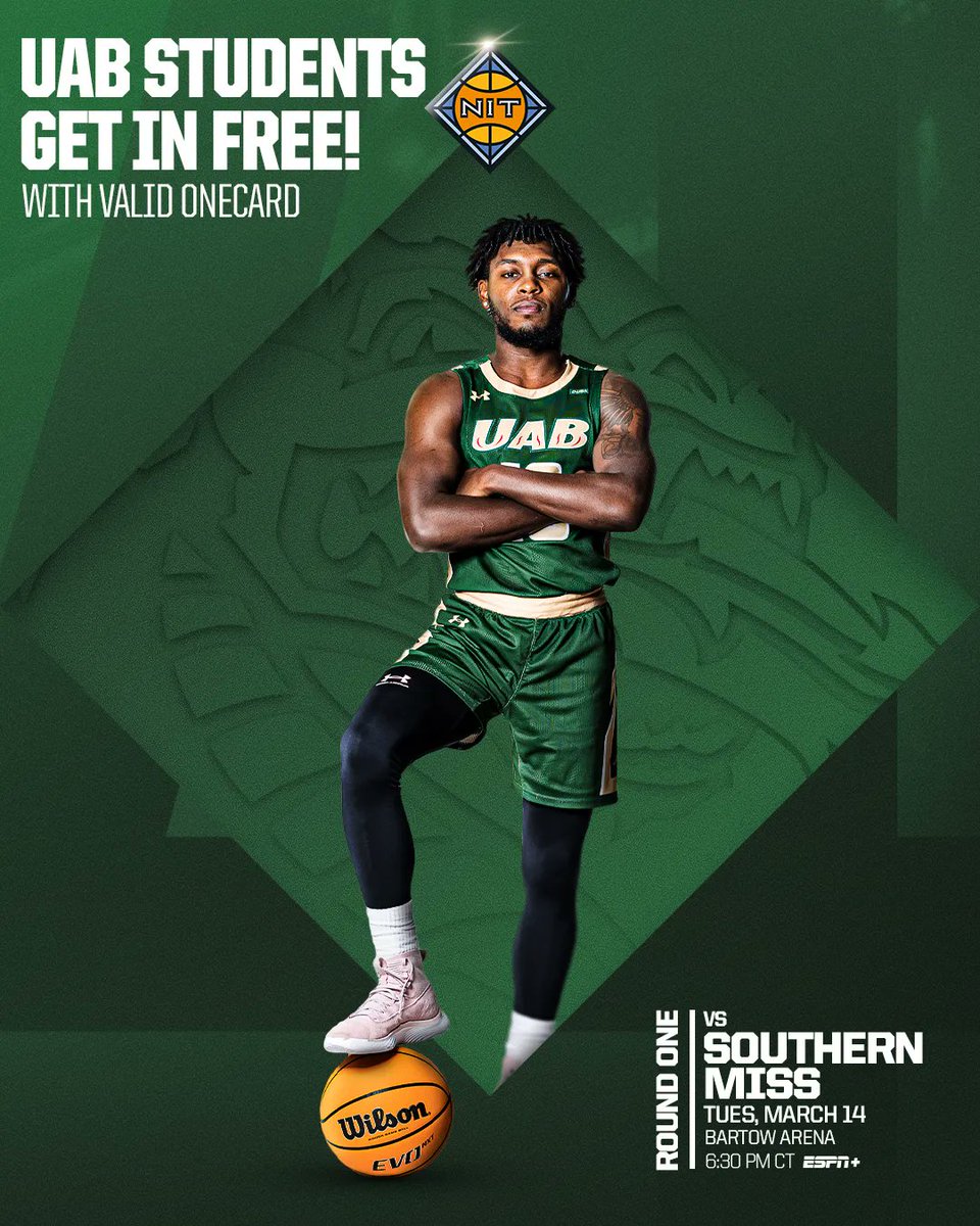 TONIGHT! Support the men's basketball team as they battle Southern Miss! 🏀 Game starts at 6:30 p.m. Students get in free with a valid One Card. #goblazers #winasone