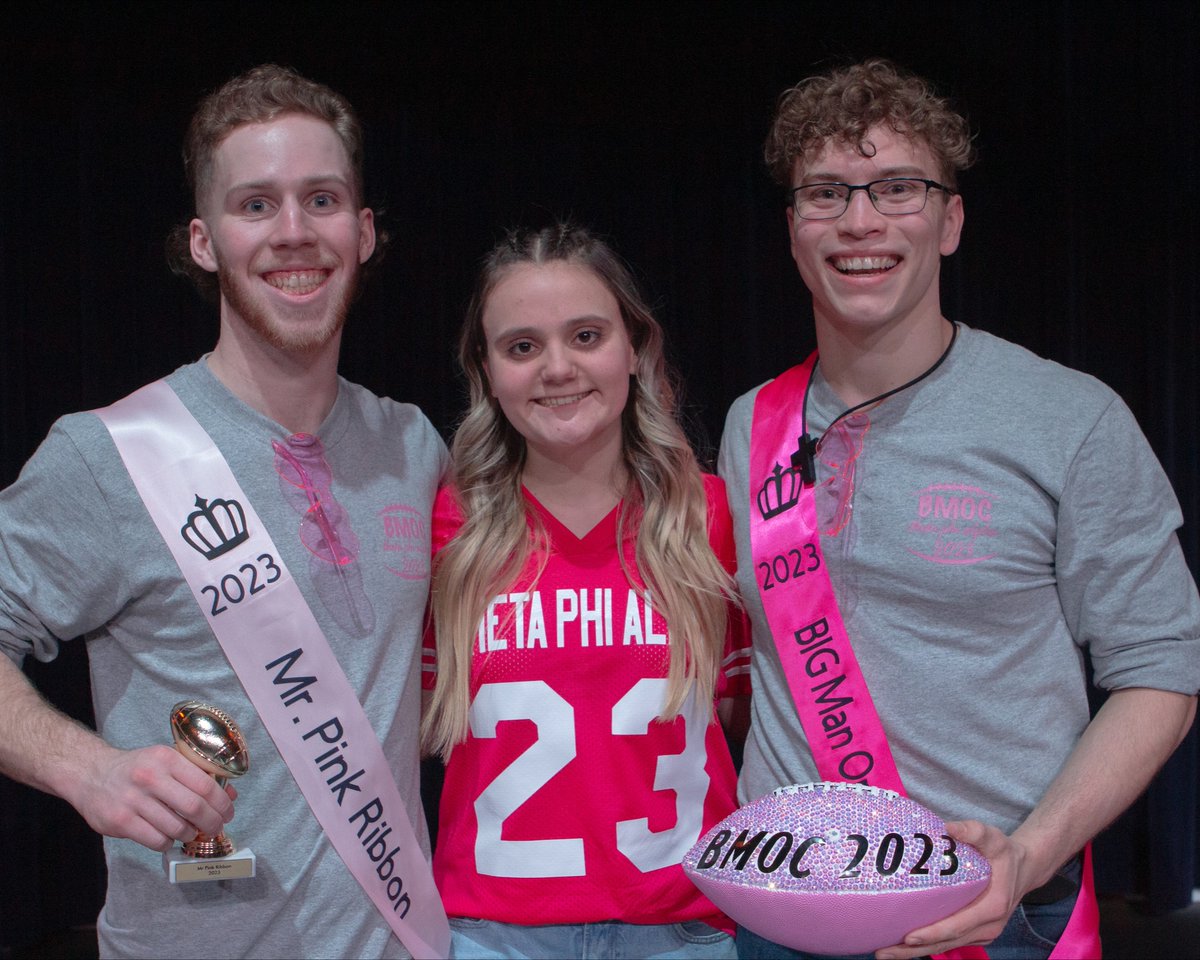 TrineUniversity's tweet photo. The Theta Phi Alpha sorority raised $25,700.30 for the Vera Bradley Foundation for Breast Cancer at this year’s Big Man on Campus (BMOC) event. 💗🔗: https://t.co/DWrNgaRLuq https://t.co/w41ghQIfho