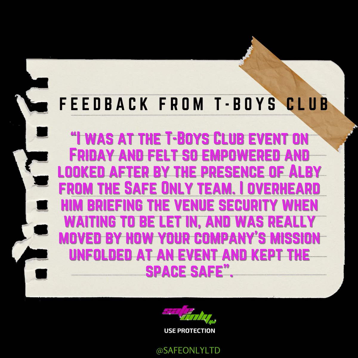 We got some amazing feedback from an attendee at T Boys Club this past weekend! #lgbtq #queer #trans #welfaresupport