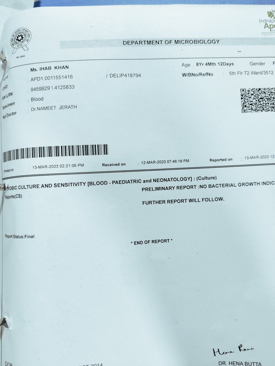 mursilkhan's tweet photo. My baby girl having high fever for past 5 days. After 3 days fever pediatrician adviced some blood and Urine tests. Tests done by 360 Diagnostic &amp; Health Services Pvt Ltd. Tests done at Apolo Hospital New Delhi but Urine Culture report of 360 Diagnostic mismatch with Apolo Hosptl https://t.co/uRaaJY1iAv