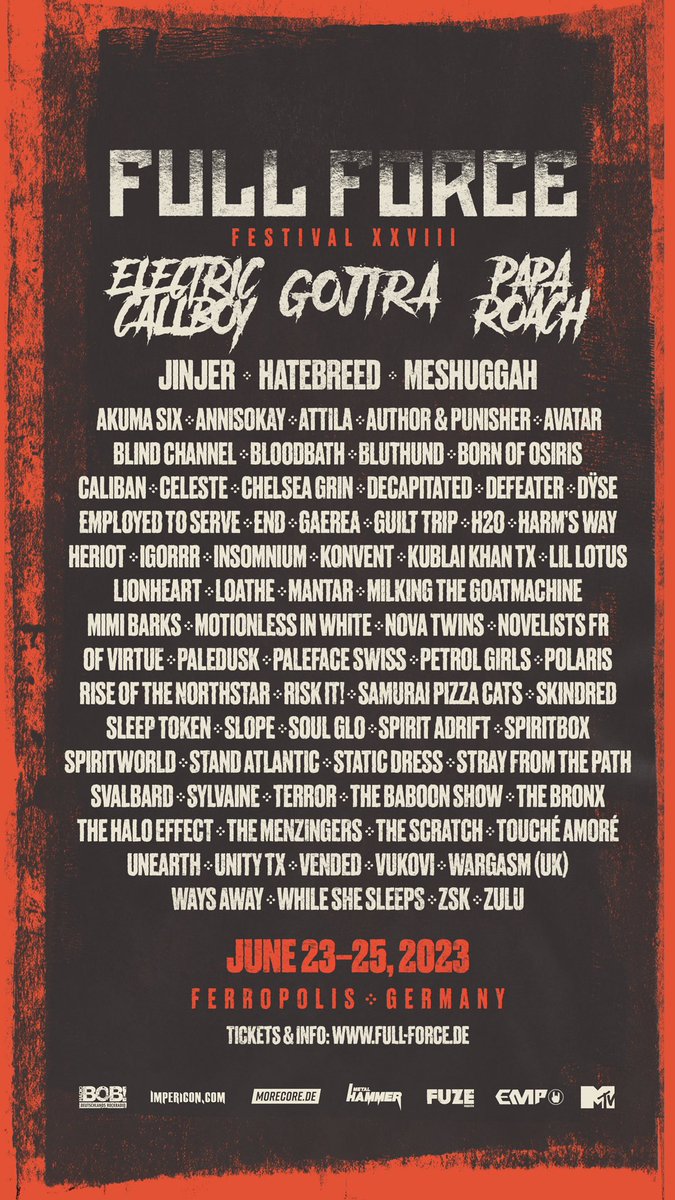 Unearthofficial's tweet photo. Deutschland!  We return to @withfullforce this June for the first time in a long time.  Tickets at https://t.co/BtKbgQeVqi

#unearth #thewretchedtheruinous #motherbetrayal #fullforcegermany #fullforcefestival #metal #festival #metalmusic #withfullforce #withfullforcefestival https://t.co/E45gubiWqR