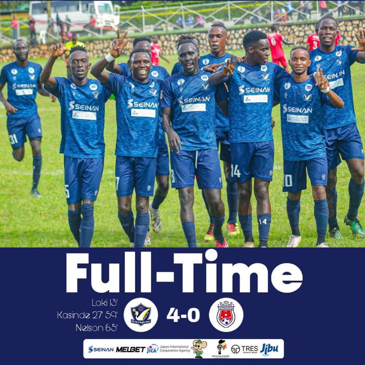 soltilo_uganda's tweet photo. 【Uganda Cup 3回戦🏆】
FULL TIME
SBSFC 4-0 Kiyinda Boys
⚽️得点者
10' Loki.E
30' 70' Kasinde.I
80' Nelson.S
Best8! 準々決勝進出!!🏆✨
#SBSFC #青南商事 #ヨシノ自動車 #Melbet https://t.co/I8hf0TlMos