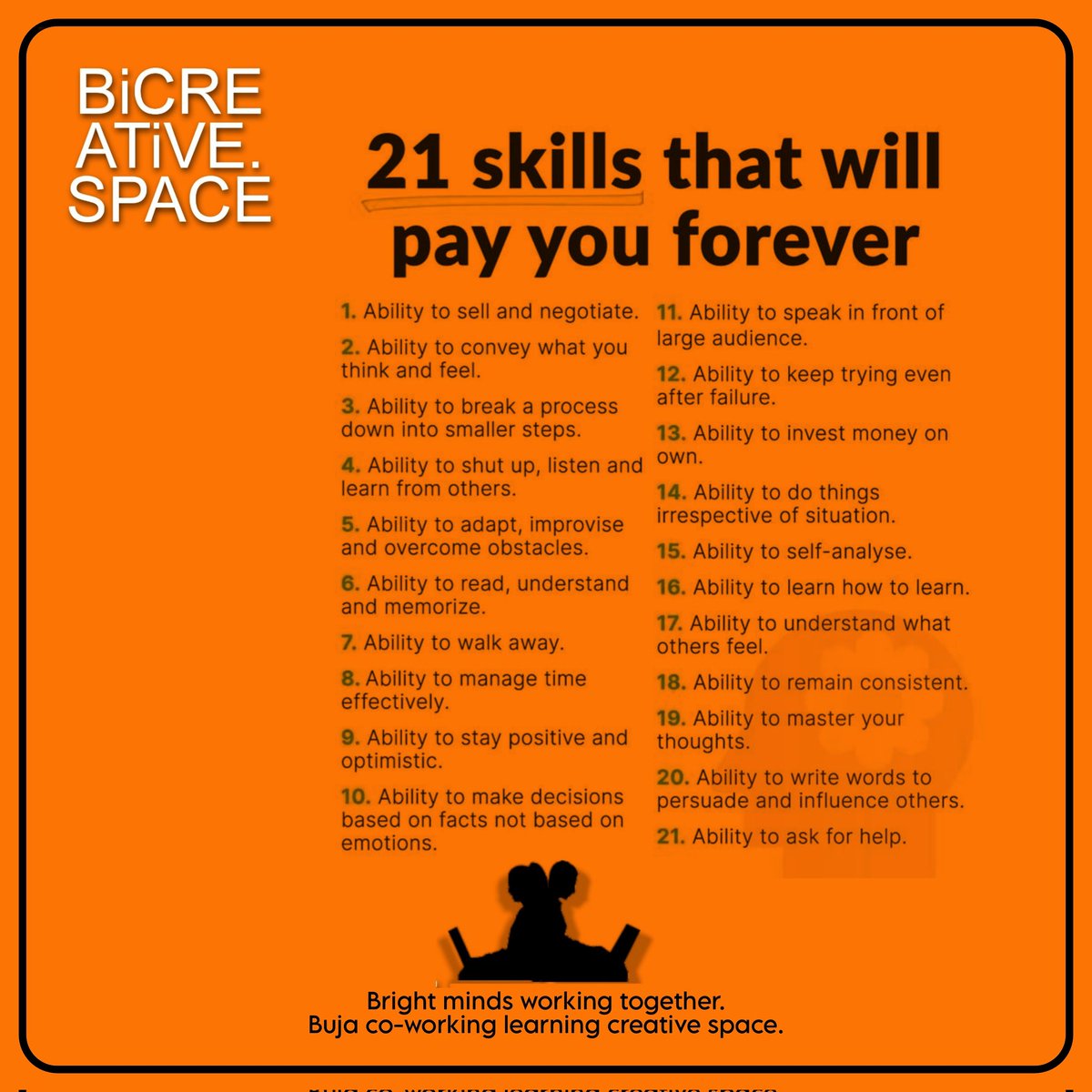 21 important abilities you should master in Life... 
Great infographic. Petty we didn't find the source but to good not to share...