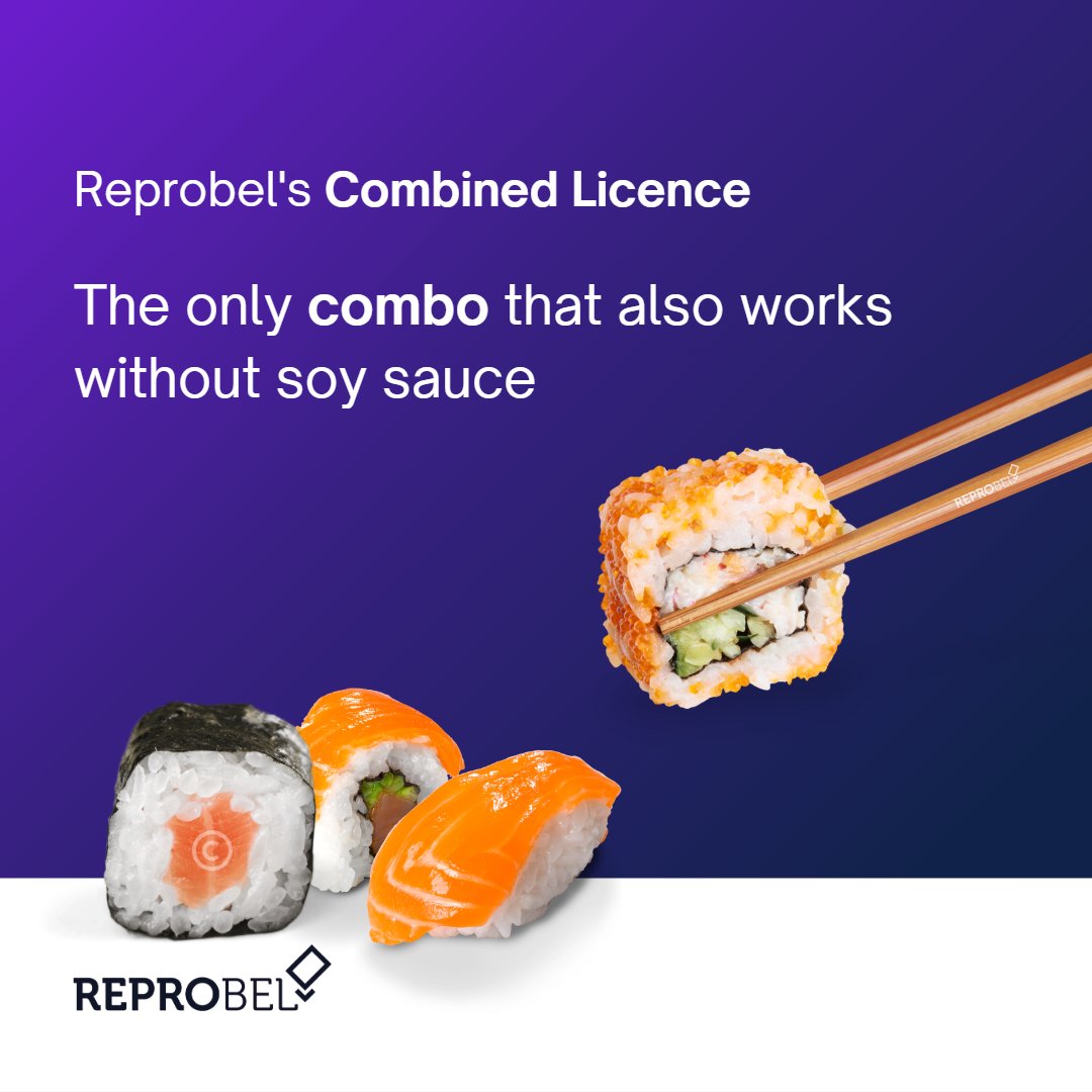 reprobel_be's tweet photo. REPROBEL IS ON A ROLL 🍣😉
This must be the first copyright ad featuring raw fish.
But hey, hipster entrepreneurs need our COMBINED LICENCE too.
The Reprobel Combined Licence.
The Simple copyright licence for the digital world of today.
#reprobel #copyright #combinedlicence https://t.co/37lhHmnsP3