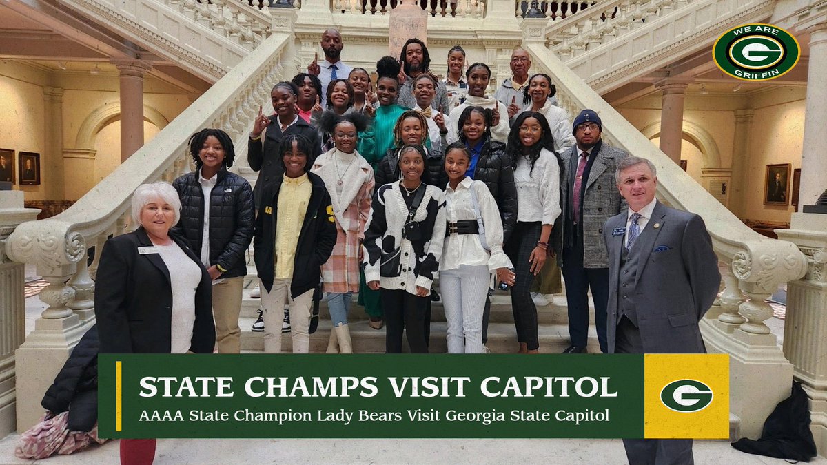 AAAA State Champ Lady Bears paid a visit to the Georgia Capitol this morning. 

#WeAreGriffin #ChampionshipCulture #Everything4TheG