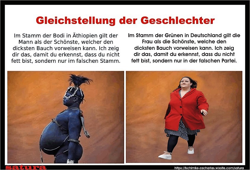 PolitikSatire1's tweet photo. Fat Bashing?
Warum gibt es das (meist) nur bei Frauen? Dicke Männer gelten als gemütlich, fette Frauen als "verfressen". Vielleicht, weil sich Männer damit nicht reizen lassen?
#FatBashing
#RicardaLang
#Satire https://t.co/A9vOx72uxz
